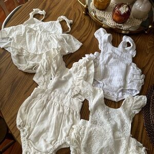 Adorable Boutique Baby Rompers  in Cream and White